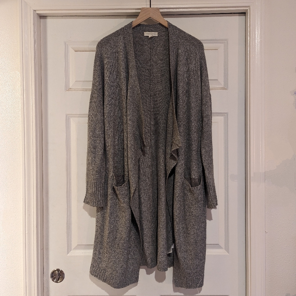 Women's Treasure & Bond Long Sweater Cardigan - Gray Knit - Size Small